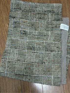 NWT Textured Brown Check Table Runner - Neutral Home Dining Linen